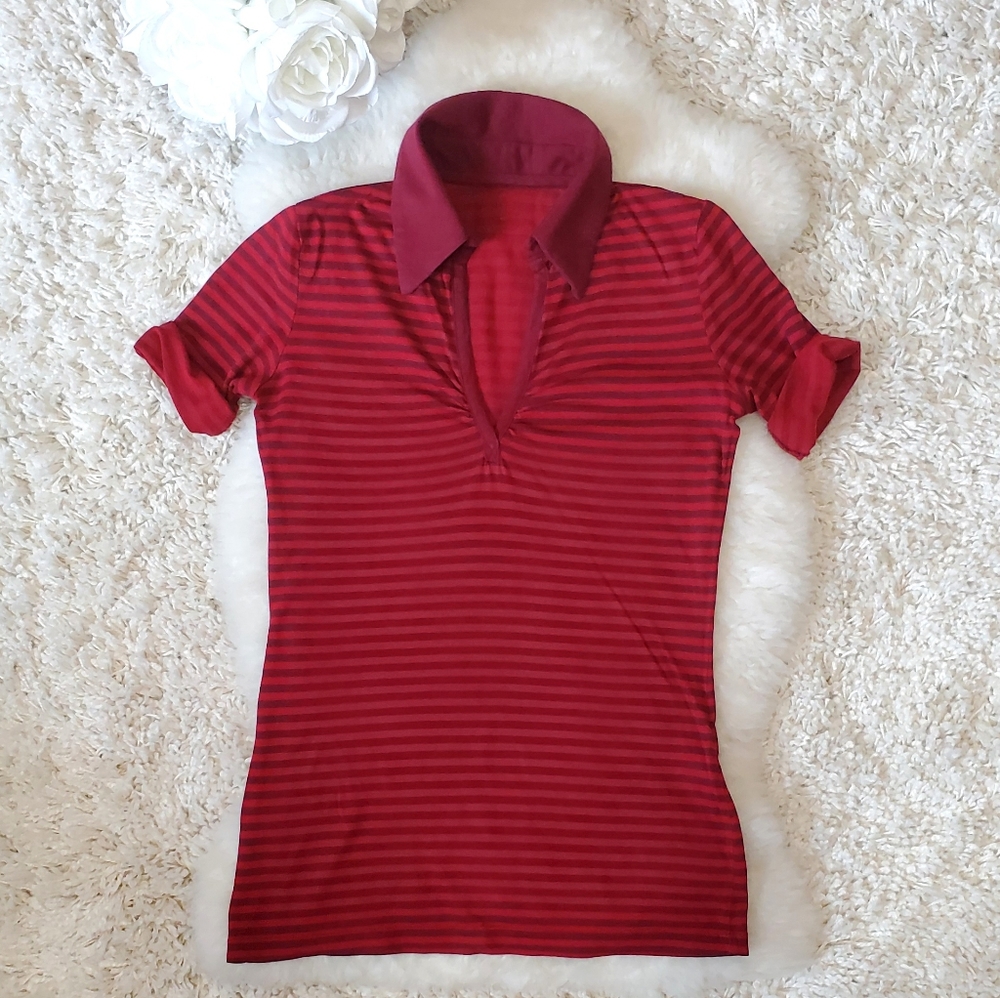 Vintage! GAP short sleeve polo tee red stripes